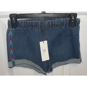 AG Adriano Goldschmied Girls Embroidered Raw Hem Denim Shorts Large MSRP $45
